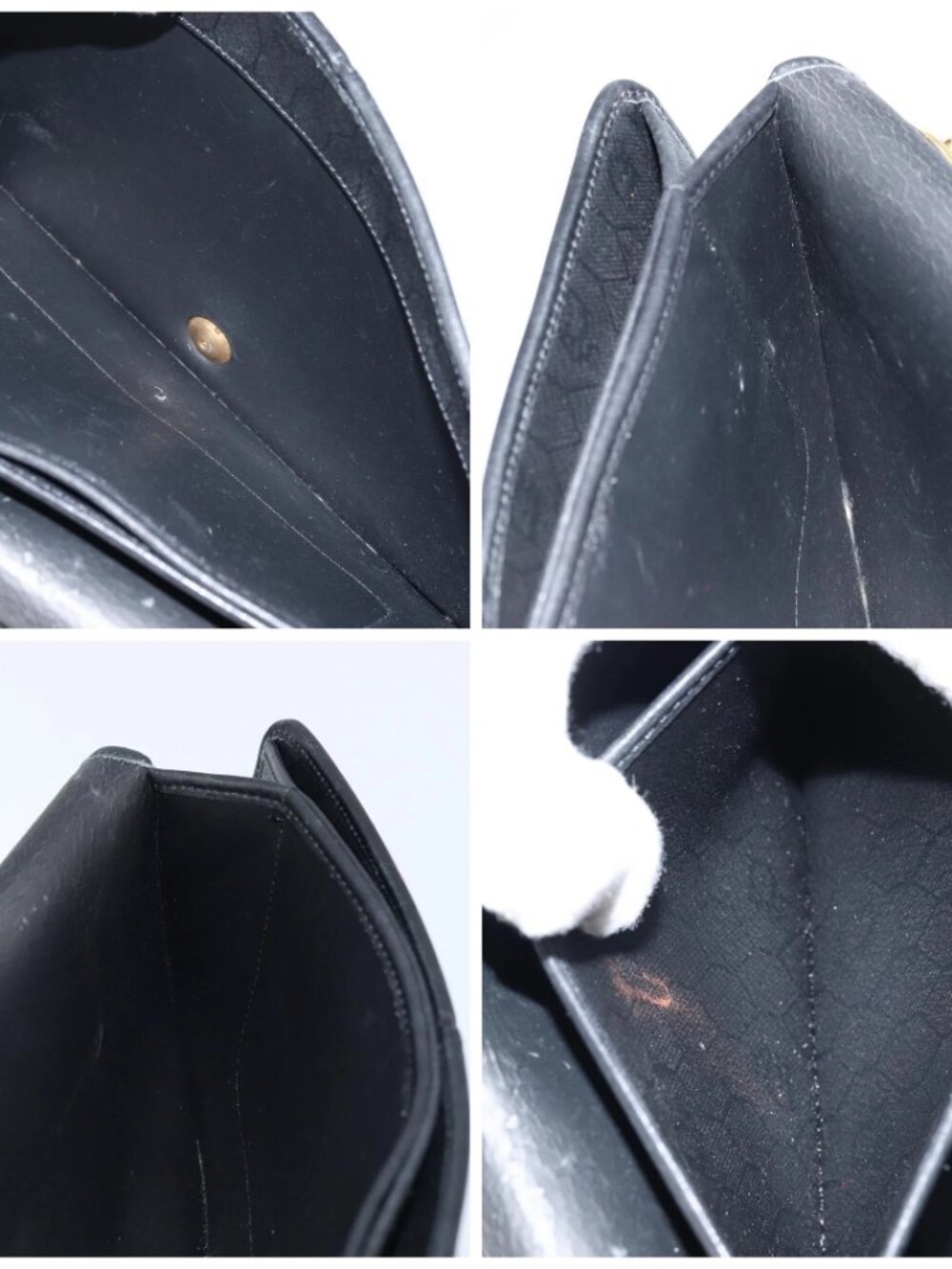 Christian Dior Honeycomb Canvas Chain Shoulder Bag PVC Black Gold Auth ka2491 - Picture 15 of 16